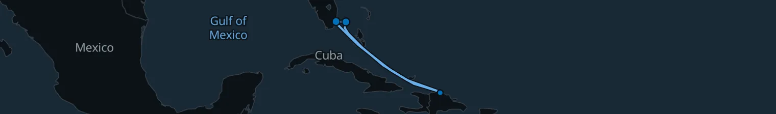 Route map of Sugar Sand Siren – Bimini & Amber Cove