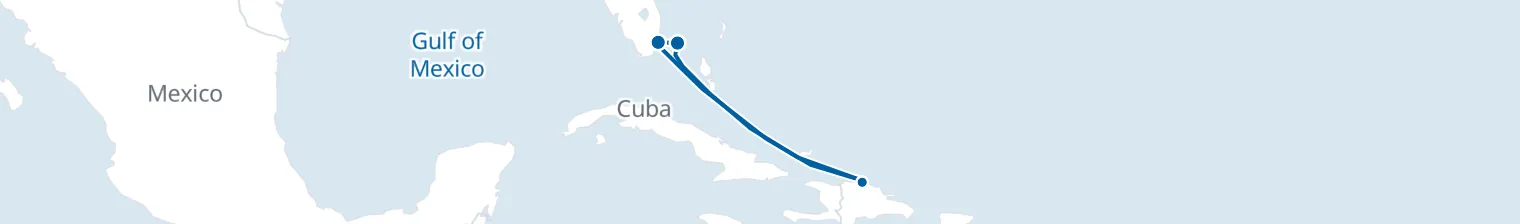 Route map of Sugar Sand Siren – Bimini & Amber Cove