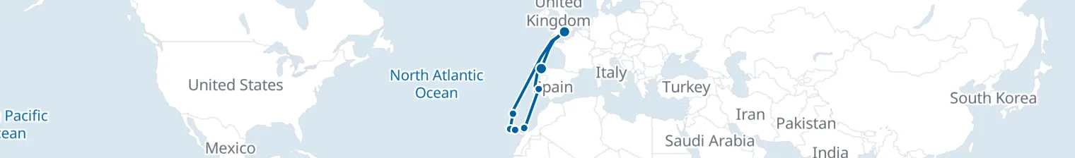 Route map of Whale’s Tail – Canary Islands & Portugal