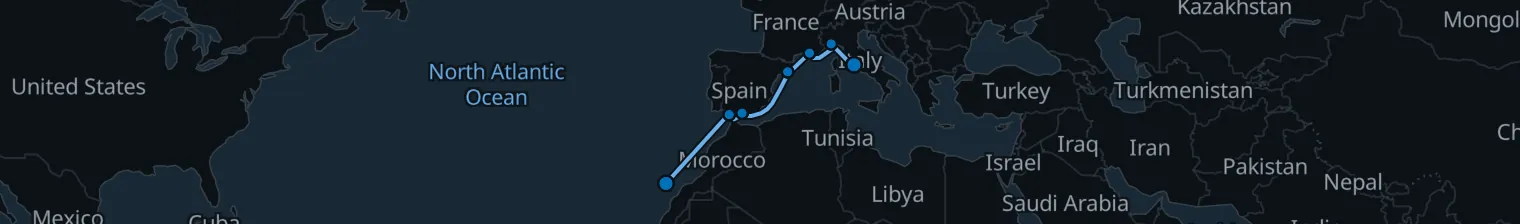 Route map of Sun-Drenched Ramparts – Barcelona, Malaga & Cadiz