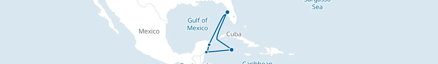 Route map of Caribbean Getaway – Cozumel & Grand Cayman
