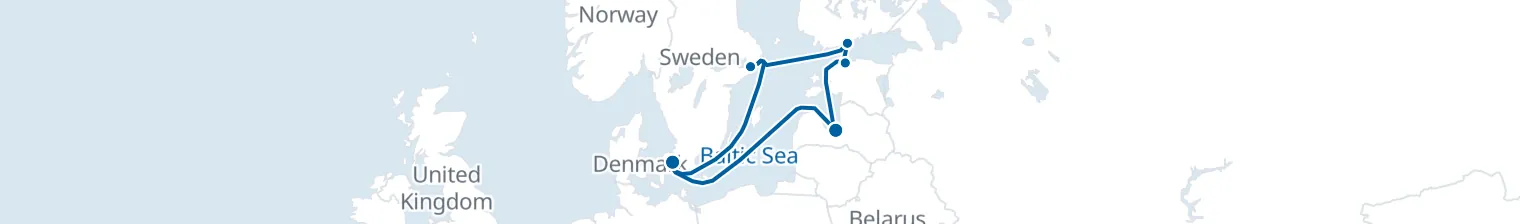 Route map of Nordic Lanterns – Baltic’s Hidden Gems