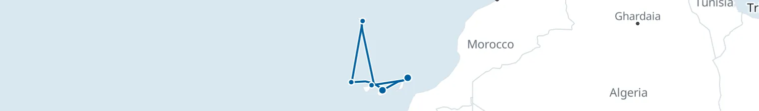 Route map of 7 nights - Canary Islands with Madeira - from/to Las Palmas