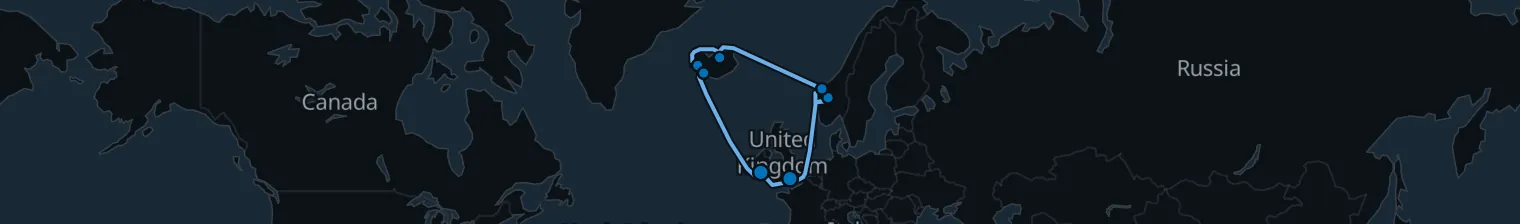 Route map of Fjords & Aurora – Iceland’s Wild Coast
