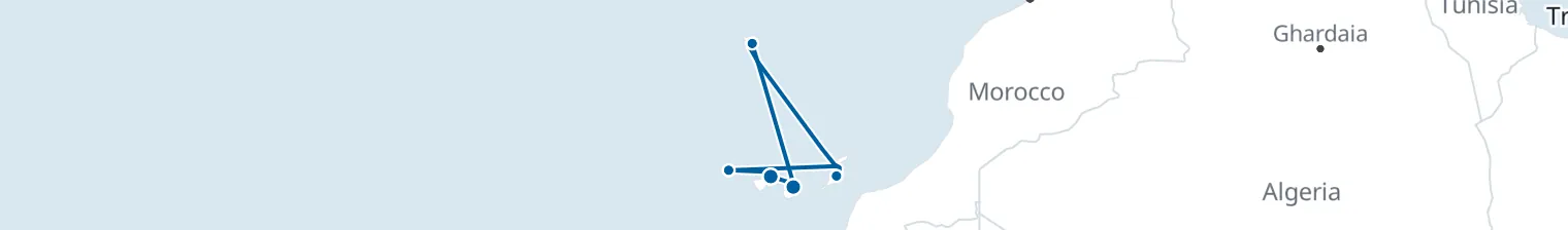 Route map of 7 nights - Canary Islands with Madeira - from/to Las Palmas