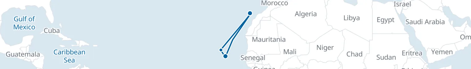 Route map of Saharan Sunrise – Cape Verde’s Canary Cross