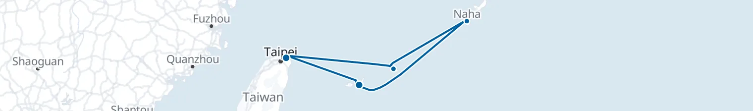 Route map of Swift Lagoon – Okinawa, Ishigaki & Miyako