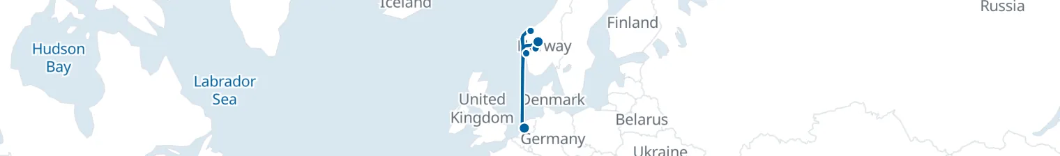 Route map of Fjords & Fairytale – Amsterdam & Norway
