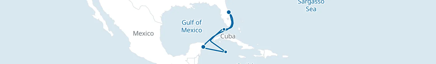 Route map of Mangrove & Reef Run – Key West & Cozumel