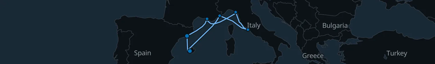 Route map of Sunspun Shoreline – Mediterranean’s Hidden Corners