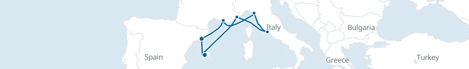 Route map of Sunspun Shoreline – Mediterranean’s Hidden Corners