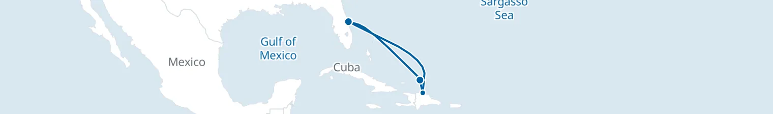 Route map of Turquoise Drift – Puerto Plata & Grand Turk