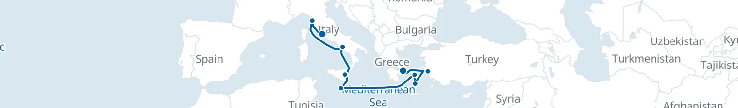 Route map of Sailor’s Lament – Aegean & Sicily