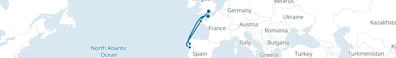 Route map of Tide’s Tether – Bay of Biscay & Iberian Coast