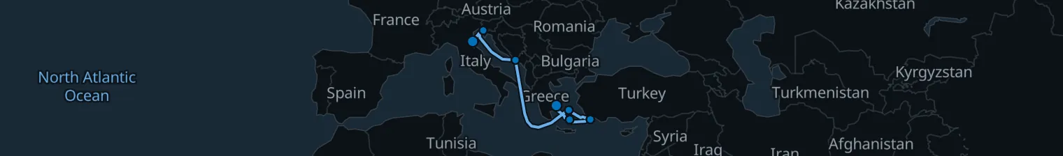 Route map of Sailor’s Lighthouse – Ravenna to Athens