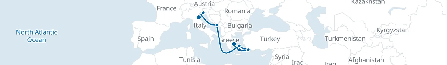 Route map of Sailor’s Lighthouse – Ravenna to Athens