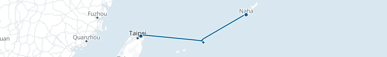 Route map of Tide Turn – Keelung to Naha