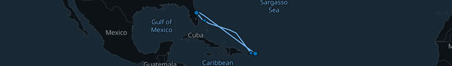 Route map of Bahamas & Caribbean Escape – San Juan & St. Thomas