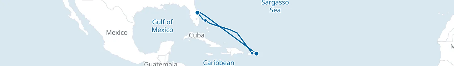 Route map of Bahamas & Caribbean Escape – San Juan & St. Thomas