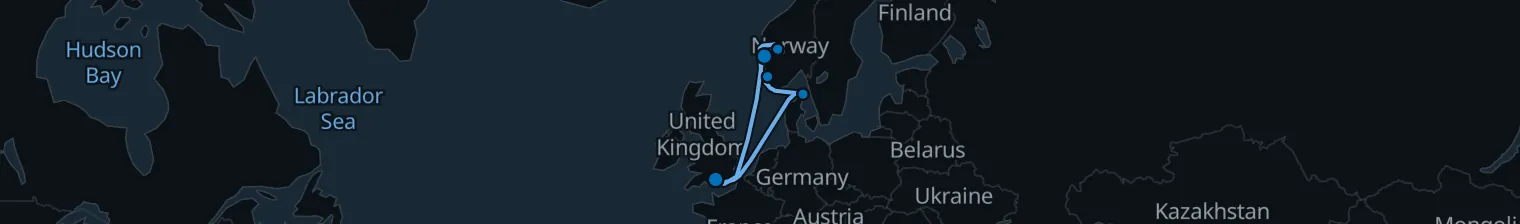 Route map of Fjords’ Whisper – Norwegian Coast
