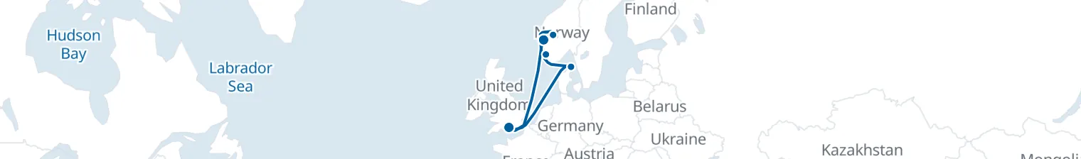 Route map of Fjords’ Whisper – Norwegian Coast
