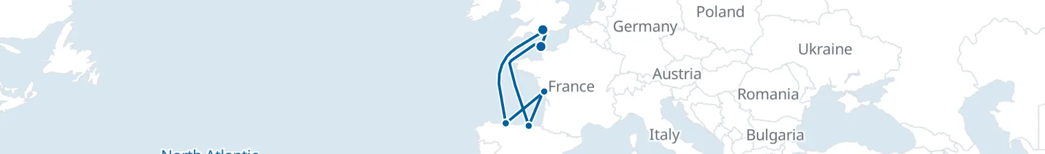 Route map of Bay of Biscay’s Vein – Gijon & Bilbao