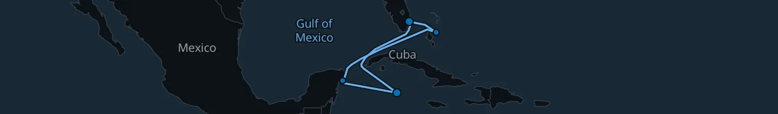 Route map of Siren’s Reef Run – Nassau & Cozumel