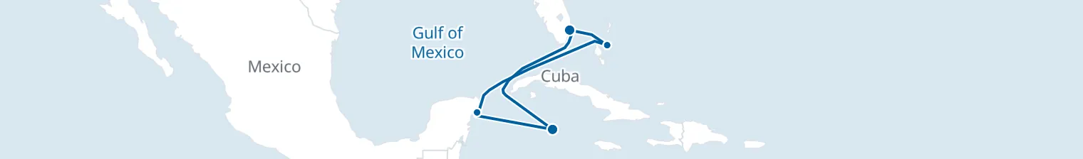 Route map of Siren’s Reef Run – Nassau & Cozumel