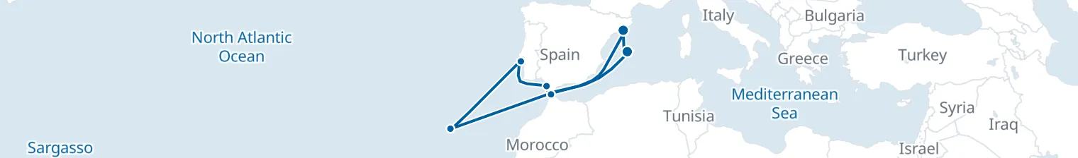 Route map of Saffron Spice & Salt – Iberian Tides