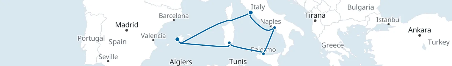 Route map of Sicilian Spice Run – Palma & Rome
