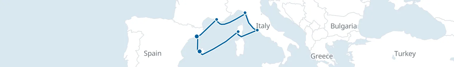 Route map of 9 nights - Highlights of the Western Mediterranean - from/to Palma