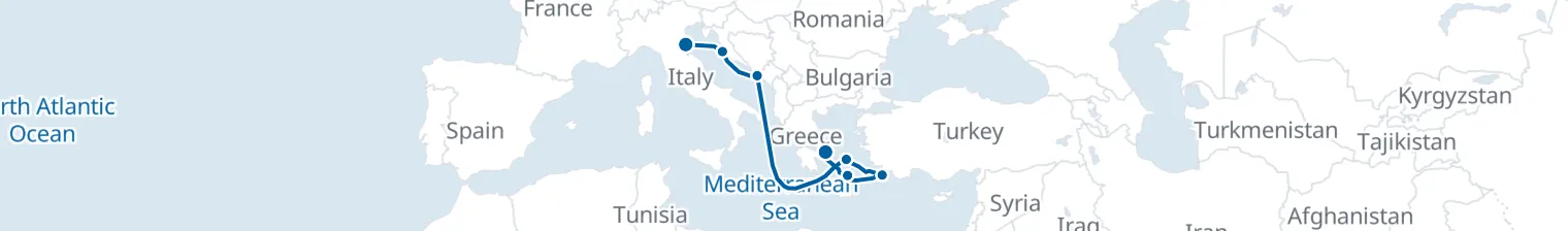Route map of Bronze Dawn – Aegean’s Golden Thread