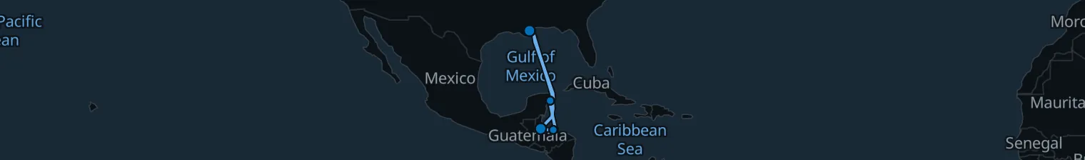 Route map of Caribbean Getaway – Cozumel & Roatan
