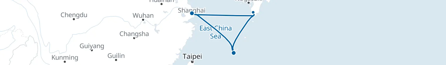 Route map of Silk & Sake – Shanghai & Kagoshima