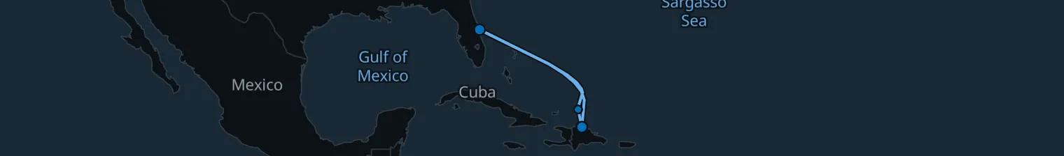 Route map of Turkish Breeze – Grand Turk & Puerto Plata