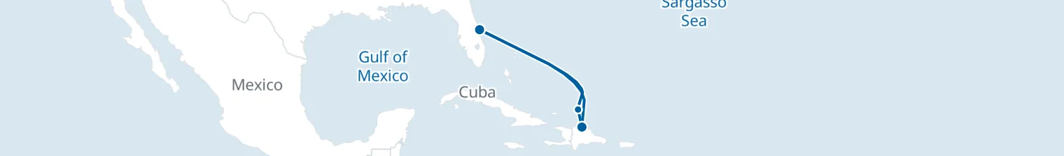 Route map of Turkish Breeze – Grand Turk & Puerto Plata