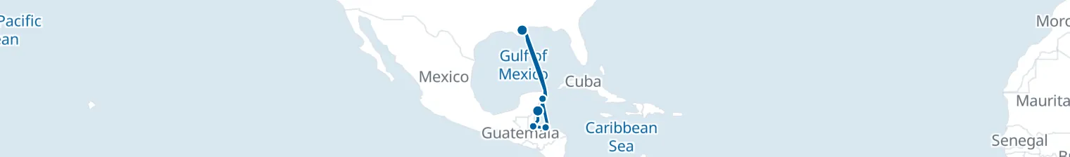 Route map of Coral & Coconut – Roatan & Cozumel