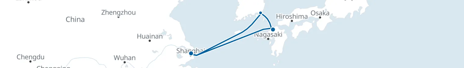 Route map of Tidepool Tide – Shanghai & Busan