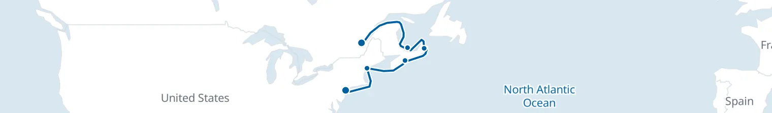 Route map of Luminescent Tides – Maritimes to Manhattan