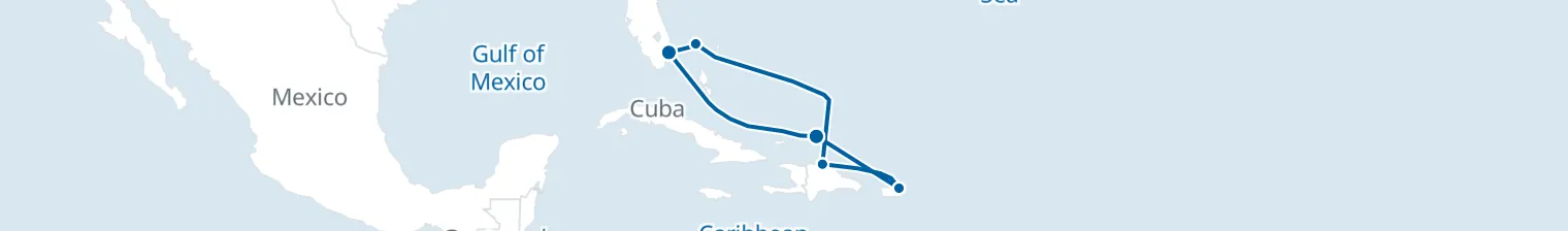 Route map of 7 Night Cruise from Fort Lauderdale