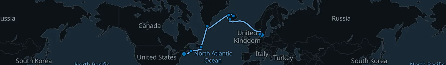 Route map of Northern Aurora – Atlantic’s Frosted Vein