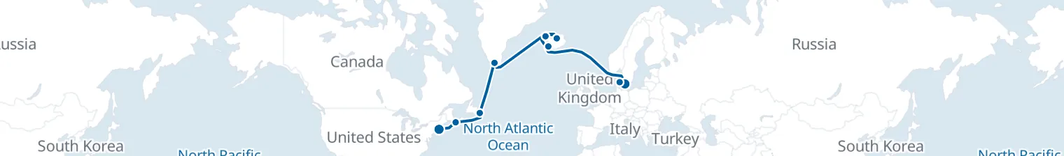 Route map of Northern Aurora – Atlantic’s Frosted Vein