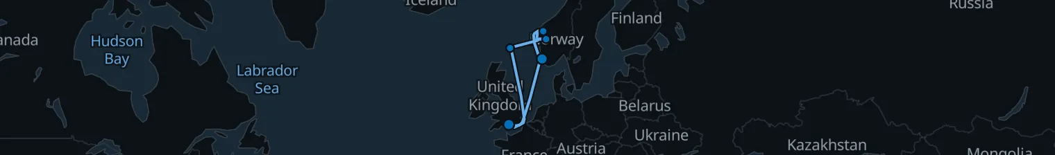 Route map of Fjords & Northern Lights – Viking’s Whalesong