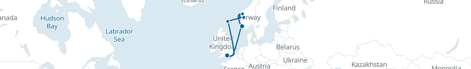 Route map of Fjords & Northern Lights – Viking’s Whalesong