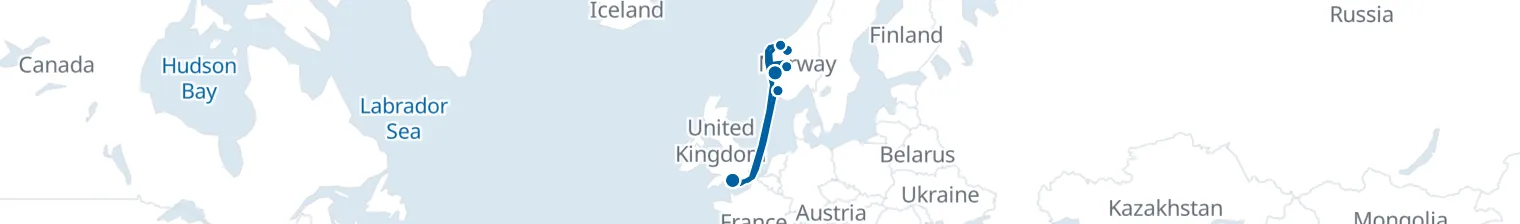 Route map of Fjords’ Veil – Norway’s Wild Heart