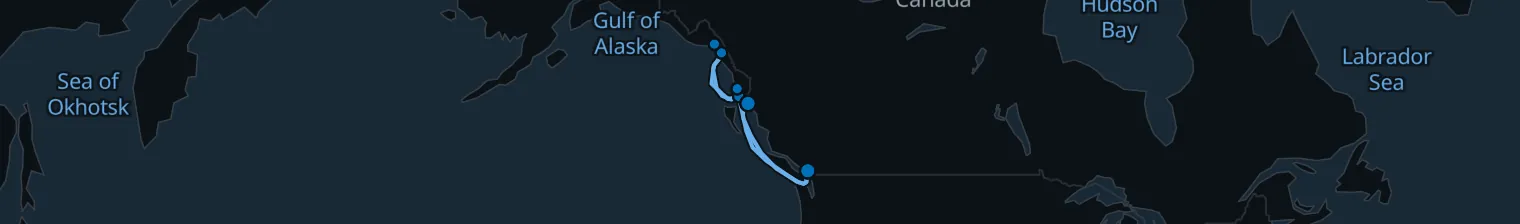Route map of Silvertip Tide – Inside Passage & Juneau