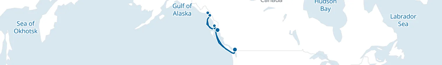 Route map of Silvertip Tide – Inside Passage & Juneau