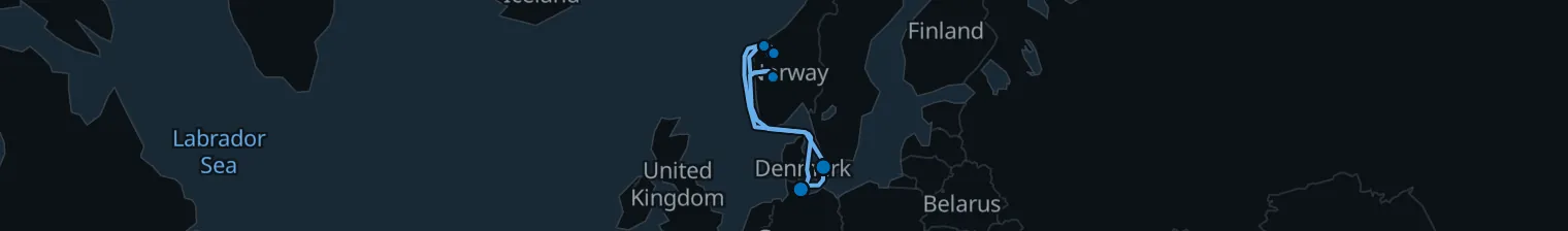 Route map of Fjords & Northern Lights – Norway’s Wild Heart