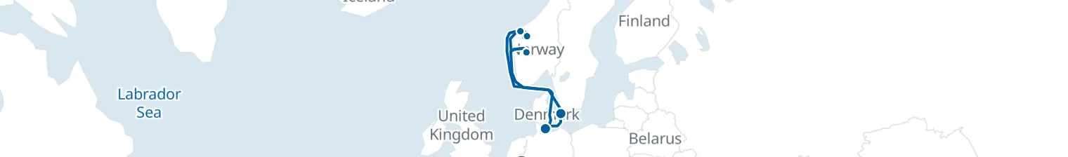 Route map of Fjords & Northern Lights – Norway’s Wild Heart