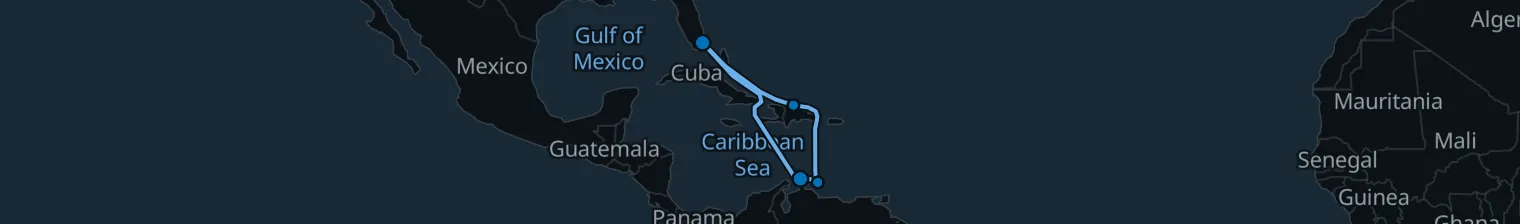 Route map of Caribbean Escape – Puerto Plata & Aruba